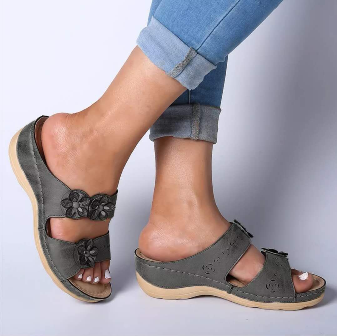 Flat round head wedge casual women's sandals