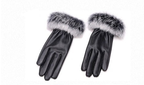 Touch Screen Leather Warm And Velvet Fashion Leather Gloves
