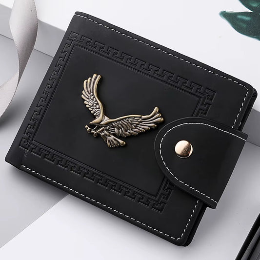 Men'S Wallet Men'S Short Wallet Youth Fashion Personality Pu Leather Credit Card ID Card Holder Wallet Folding Wallet