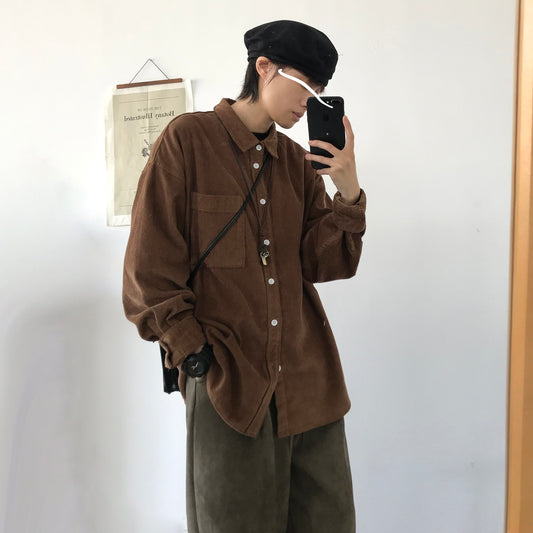 Vintage Corduroy Shirt Men's Loose And Warm Coat