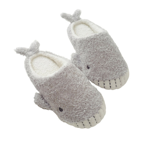Show Teeth Little Whale Soft Bottom Antiskid Thermal Cotton Slippers
