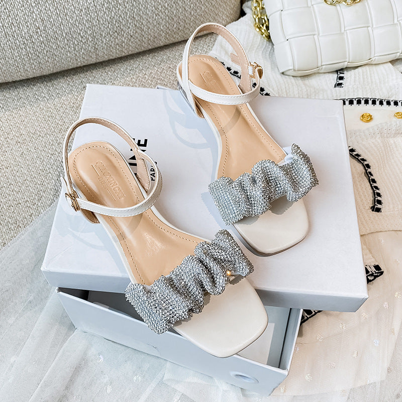 Rhinestone Coarse Slippers With Female Summer Wear