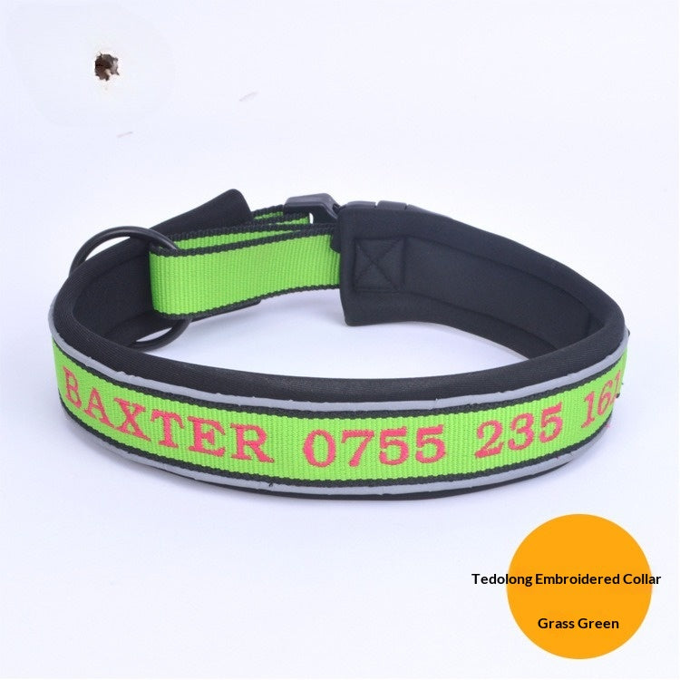 Personalized Embroidered Soft Dog Collar With Anti-Lost Feature