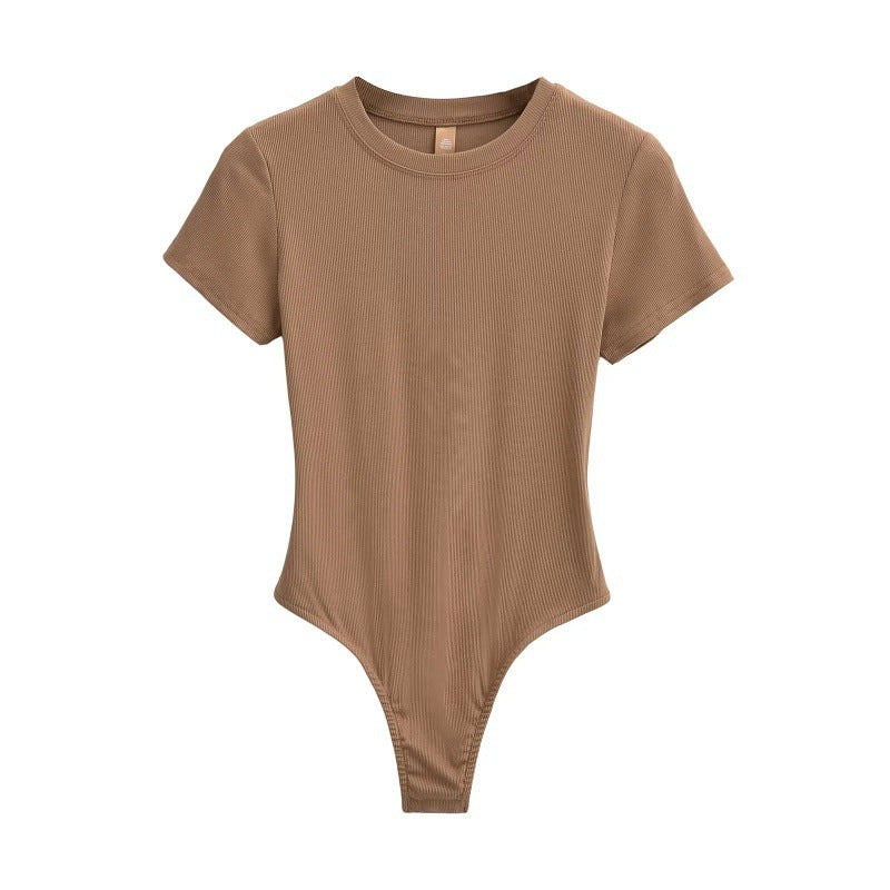 Neck Short Sleeve Rompers Slim Fit Slimming T-shirt Top