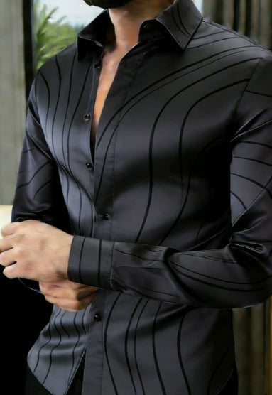 Men's Long-sleeve Casual Breathable Shirt With A Turn-down Collar
