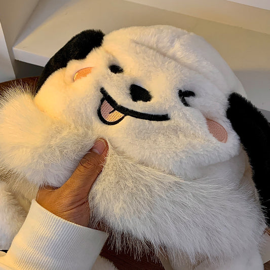 Cute Dog Winter Thickened Fleece Hat Scarf Gloves Integrated