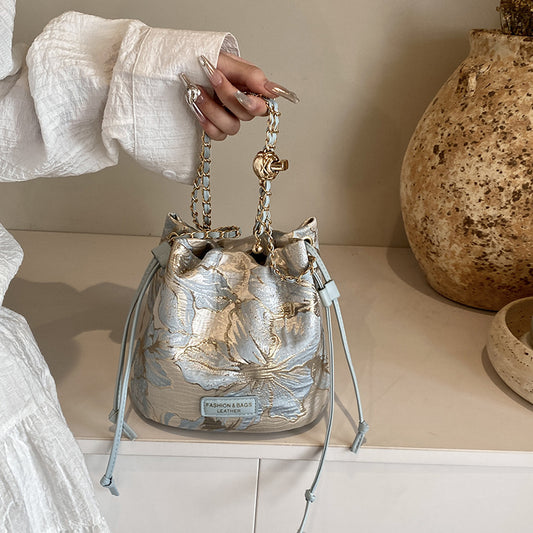 Women's Woven Embroidered Jacquard Chain Crossbody Bag