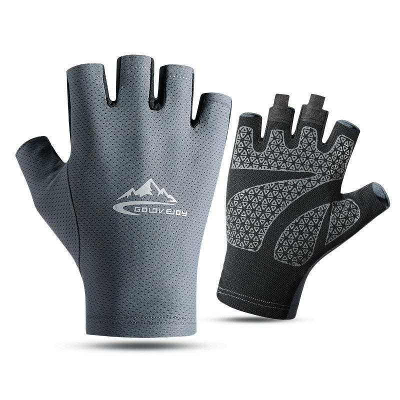 Ice Silk Sunscreen Palm Microfiber Non-slip Wear-resistant High Elastic Men's Gloves
