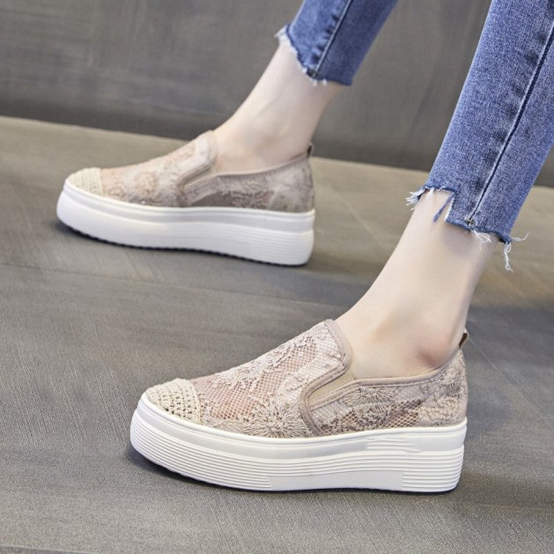 Women's Mesh Breathable Inner Elevated Flat Shoes