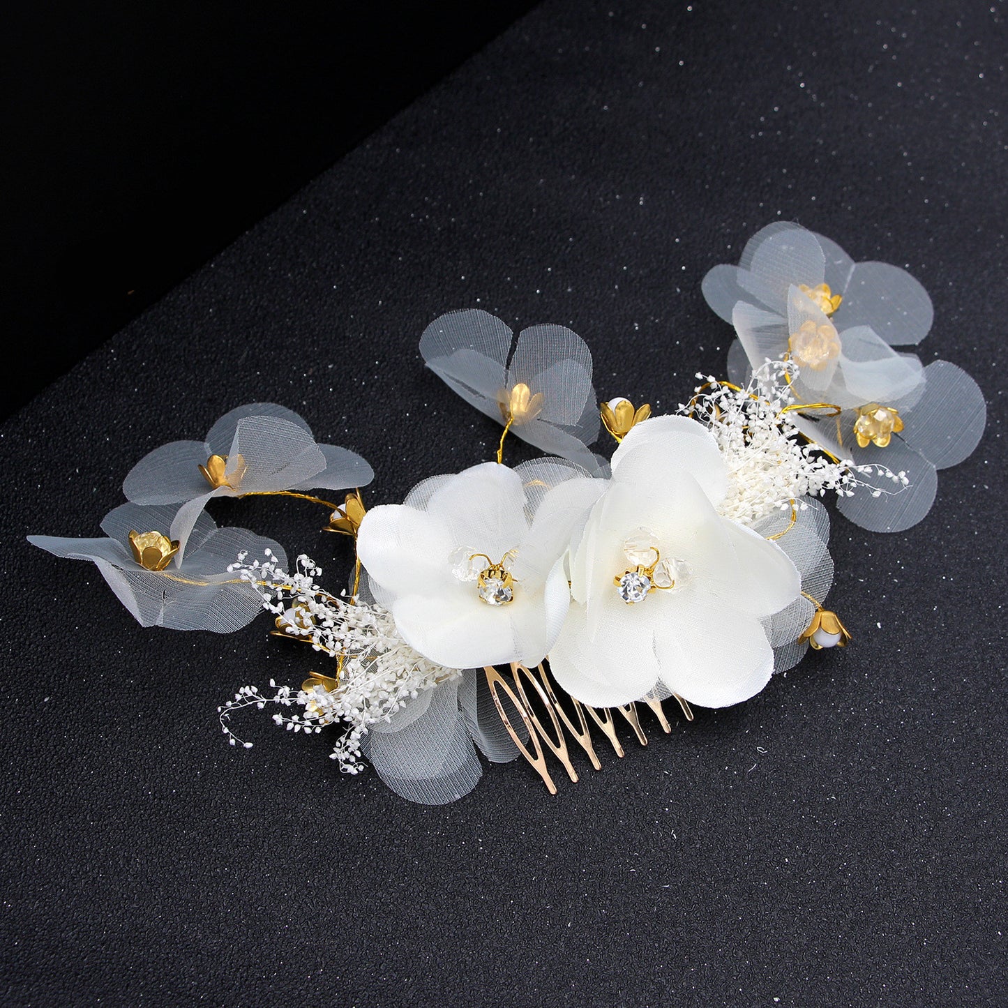 Wedding Dress With White Comb And Hair Accessory Set