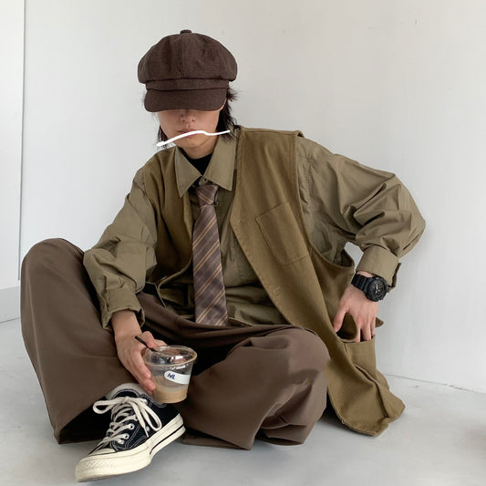 Japanese Retro Work Attire Long Sleeved Shirt