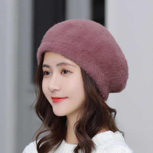 Solid Color Mink Velvet Warm Fashion British Pumpkin Painter Hat