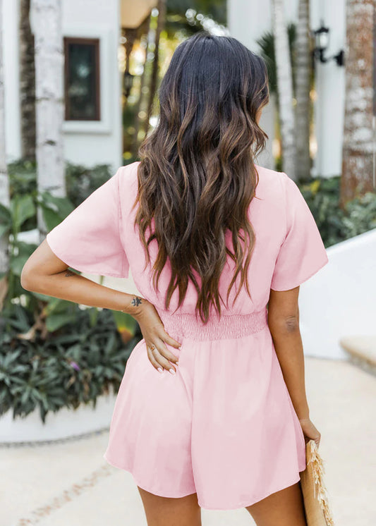 Women's Tie V-neck Sexy Loose Fitting Jumpsuit
