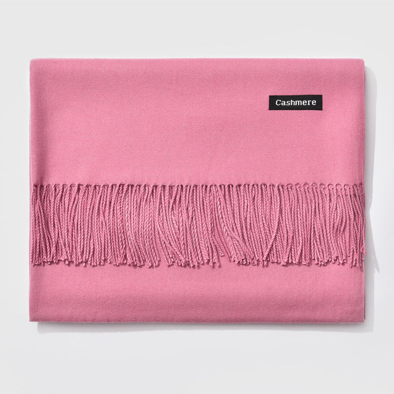 Autumn and winter fringed cashmere scarf