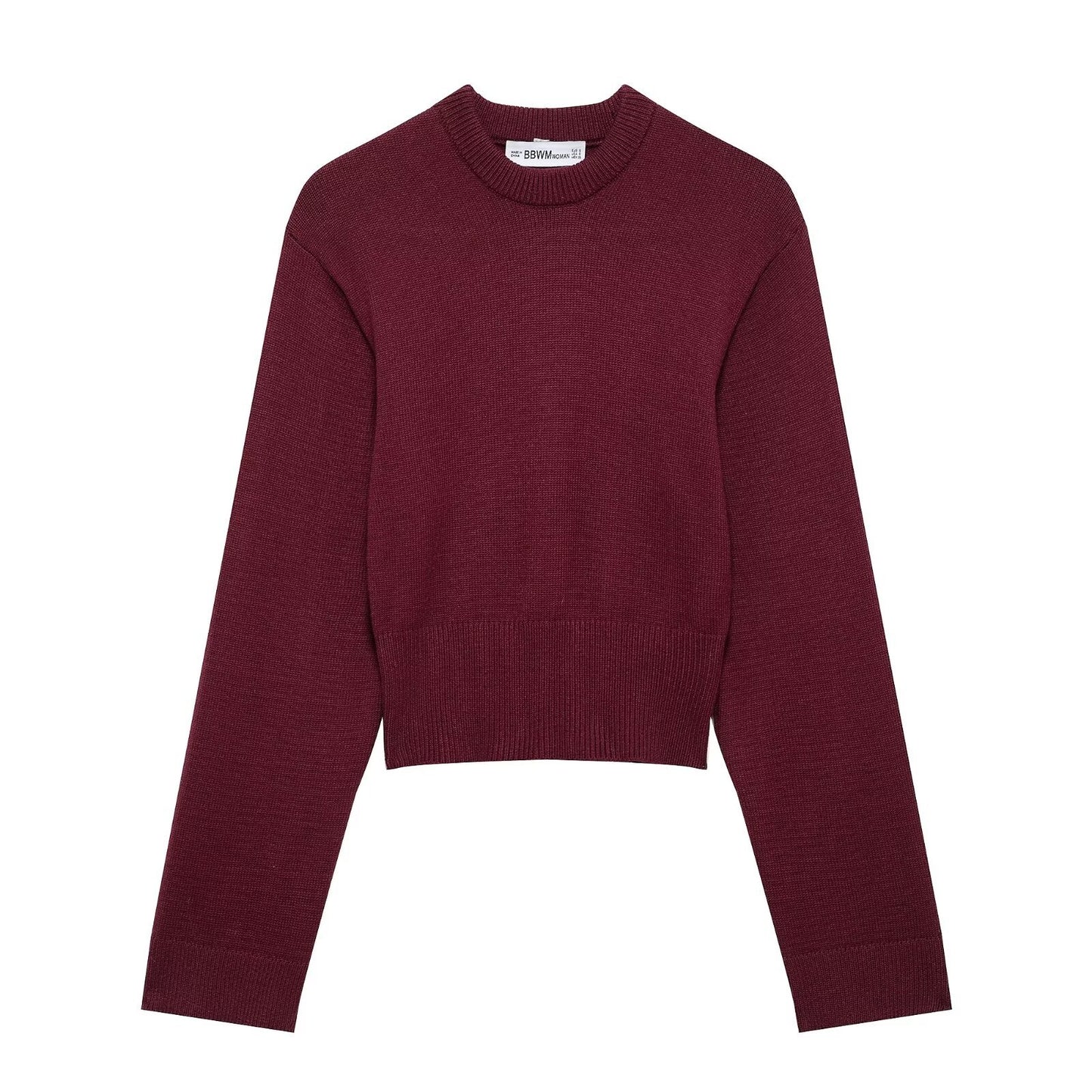 Women's Ribbed Wide Sleeve Round Neck Long Sleeve Sweater