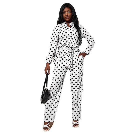 European And American Fashion Casual Long-sleeved Jumpsuit