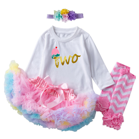 Pink fluffy skirt and socks set