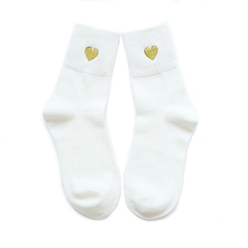 Winter Warn Thicken Socks With Embroidery Heats Shape