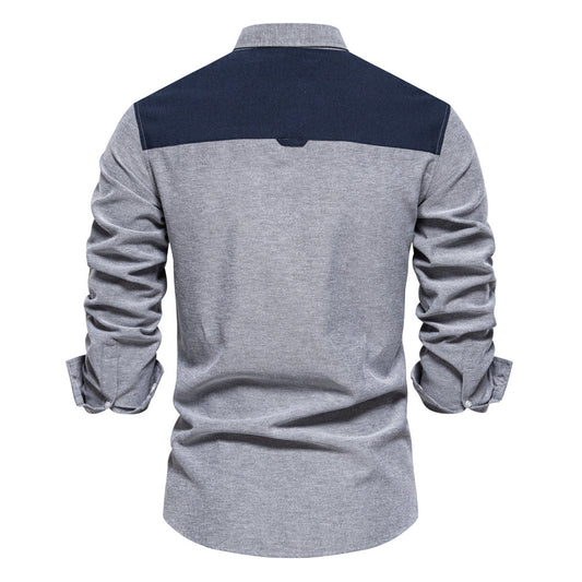All-matching Fashion Colorblock Long-sleeved Top For Men