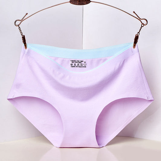 Pure Cotton Underwear Girls' Mid-waist Solid Color Antibacterial Breathable Sexy Hip Lifting Seamless Briefs