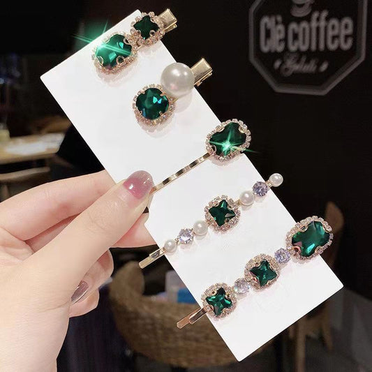 Vintage Super Emerald Rhinestone Hair Clip