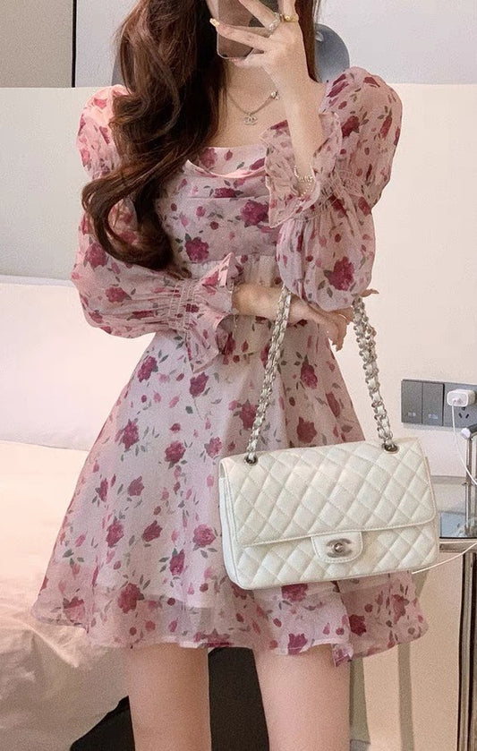 Leisure Style Fragmented Flower Waist Dress For Women