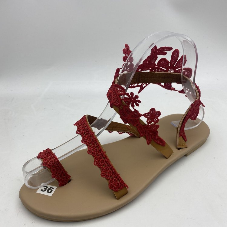 Round Toe Floral Flat-Heel Low-Heel Sandals