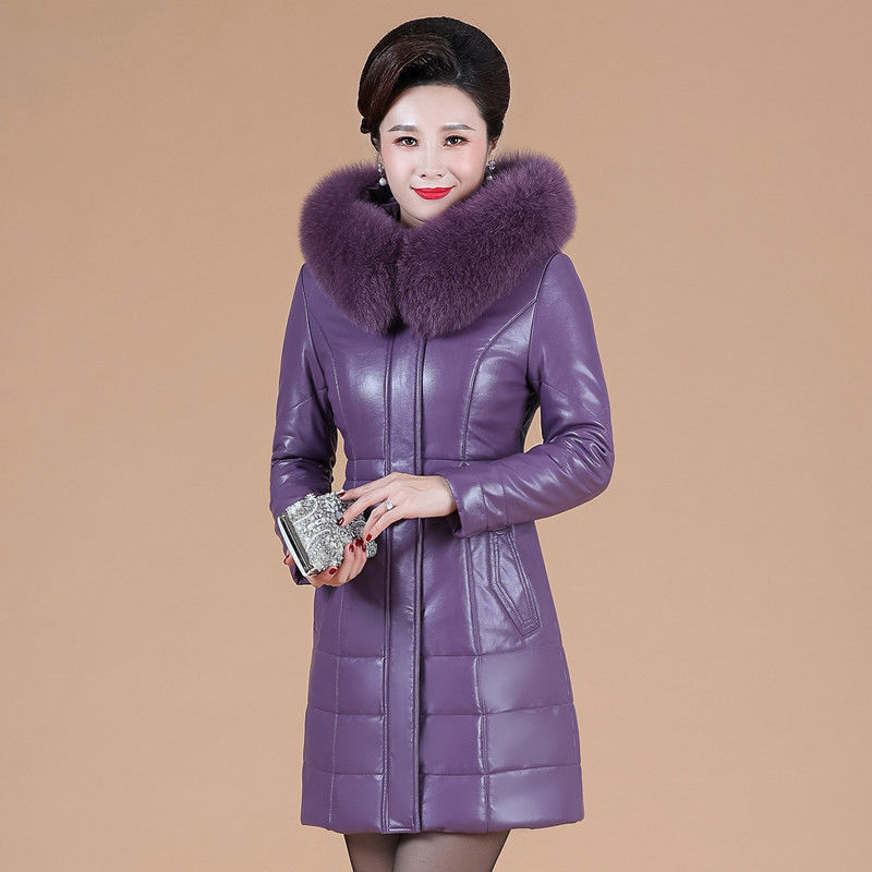 Middle-aged And Elderly Women's Thickened Genuine Leather Down Jacket