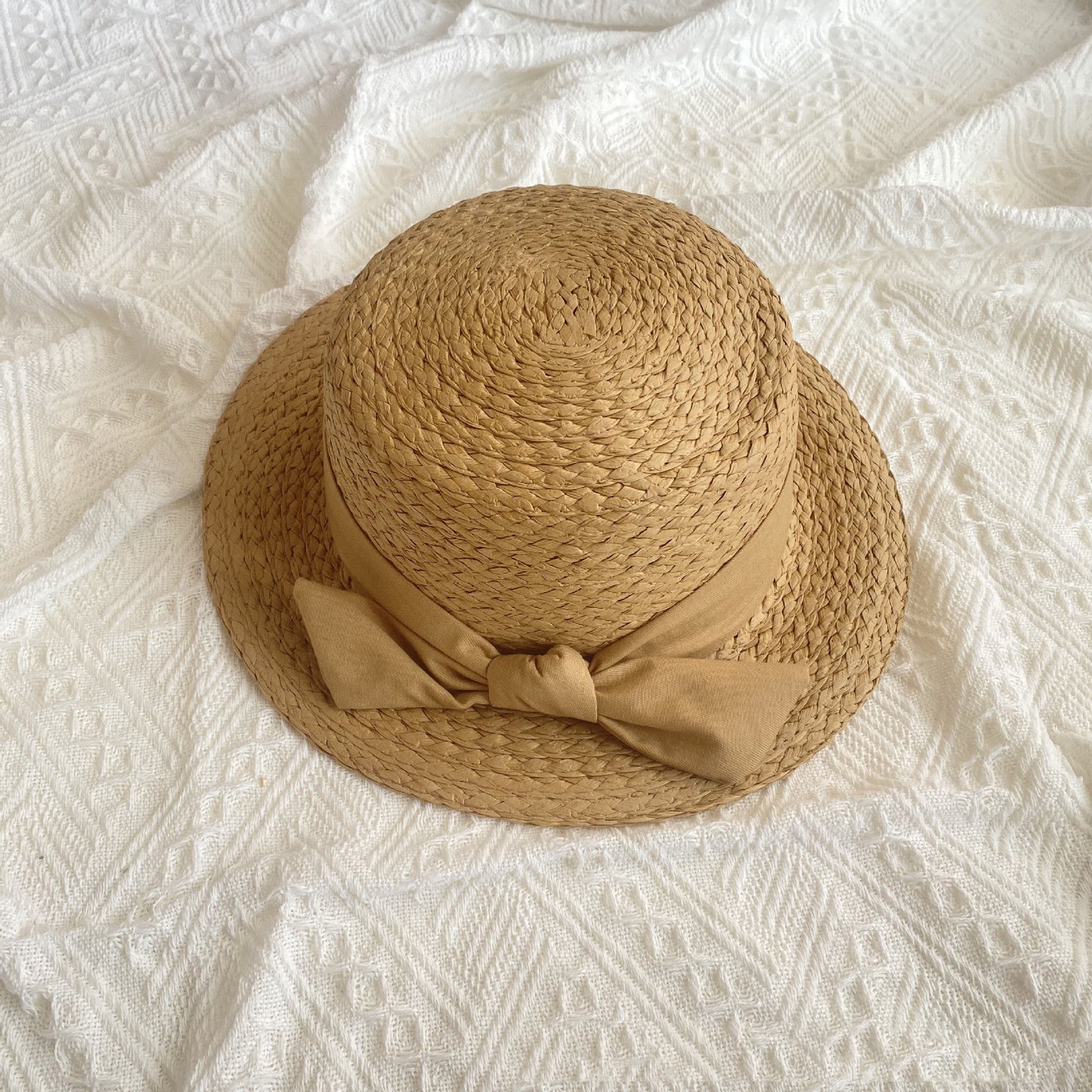 Women's Straw Hat Sunscreen Women's Bowknot Big Brim
