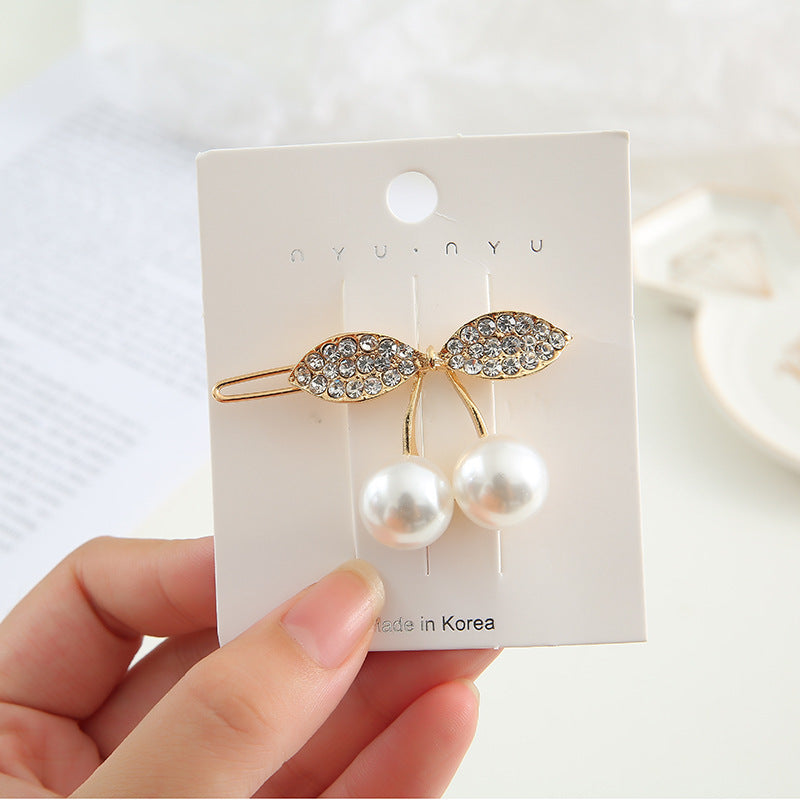 Temperament Net Red Pearl Female Rhinestone Hairpin