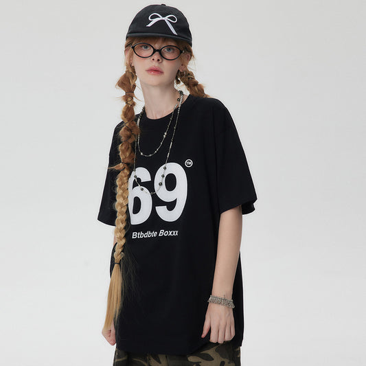 Women's Digital 69 Printed Short-sleeved T-shirt Street Fashion