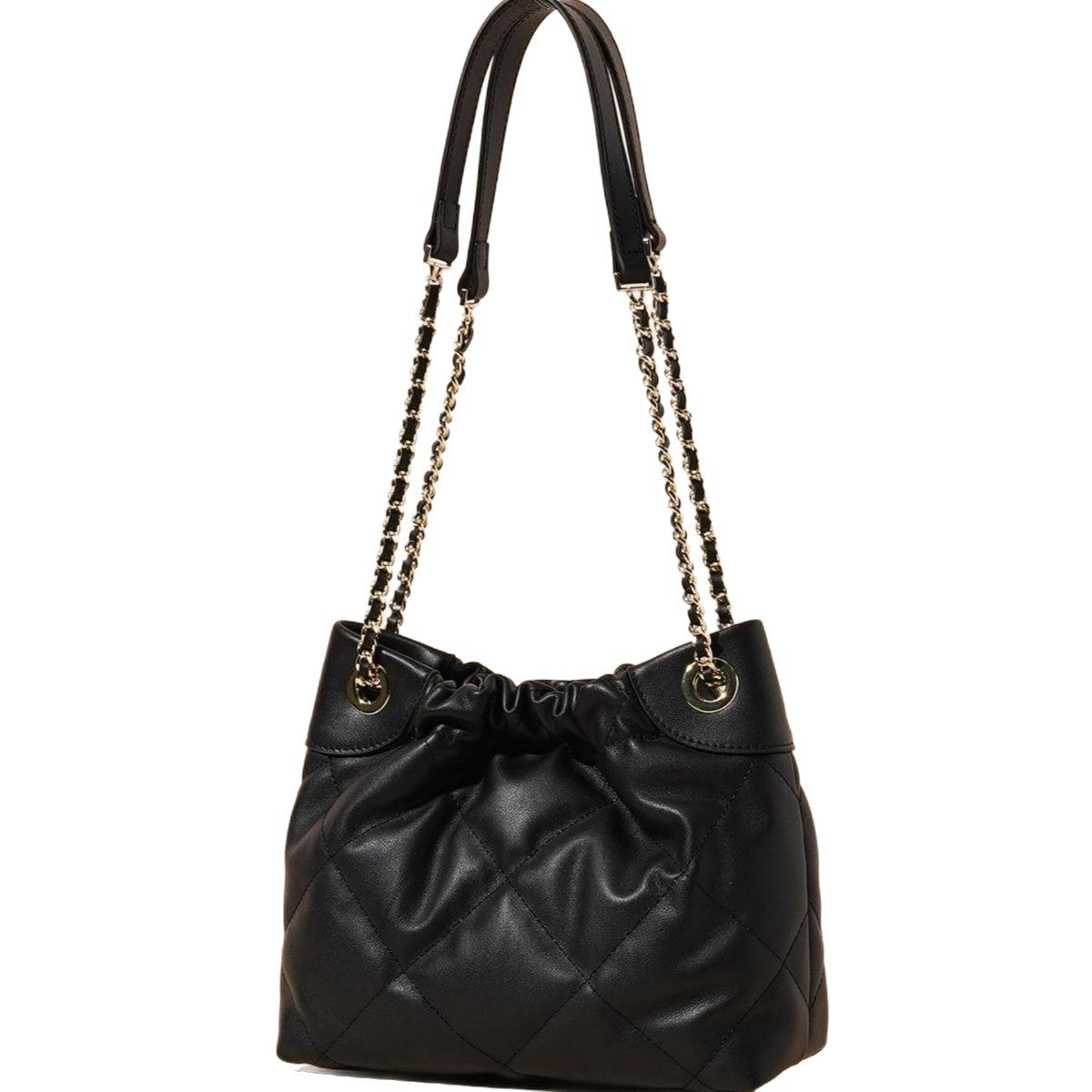 Genuine Leather Pleated ShoulderCrossbody Bag With Chain Strap