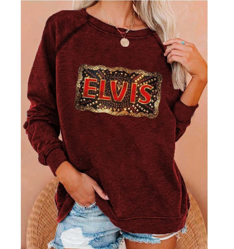 Women's Long Sleeve Print Raglan Crew Neck Sweatshirt