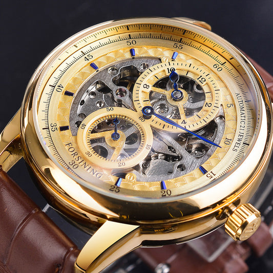 Men's fashion hollow three-needle separation mechanical watch
