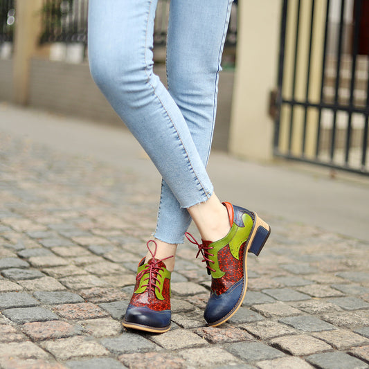Casual Retro Ethnic Brock Stitching College Style Single Shoes