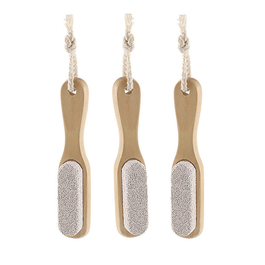 Foot pumice stone brush with wooden handle
