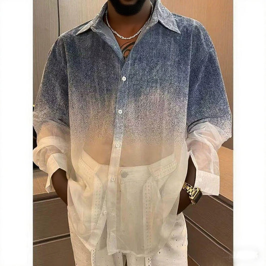 Gradient Thin Sheer Mens Shirt