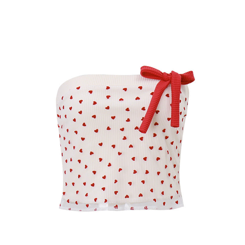 Bow-tie Strap Off-the-shoulder Cropped Tube Top Vest