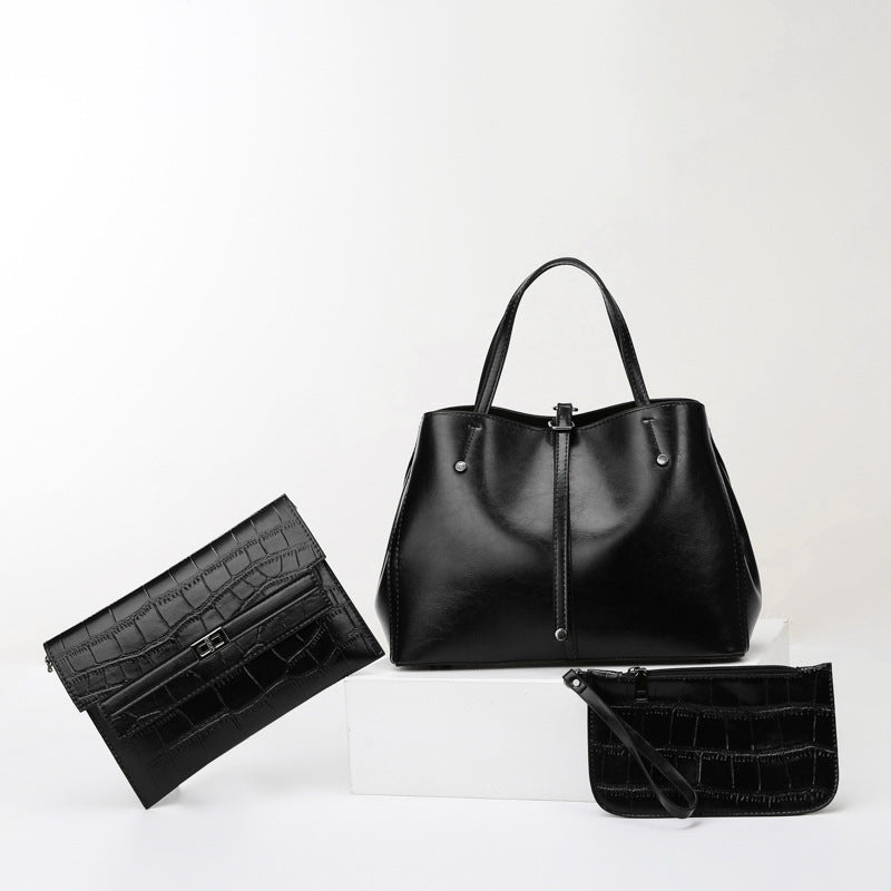 Luxury Retro Women's Hand-carrying Solid Color Simple
