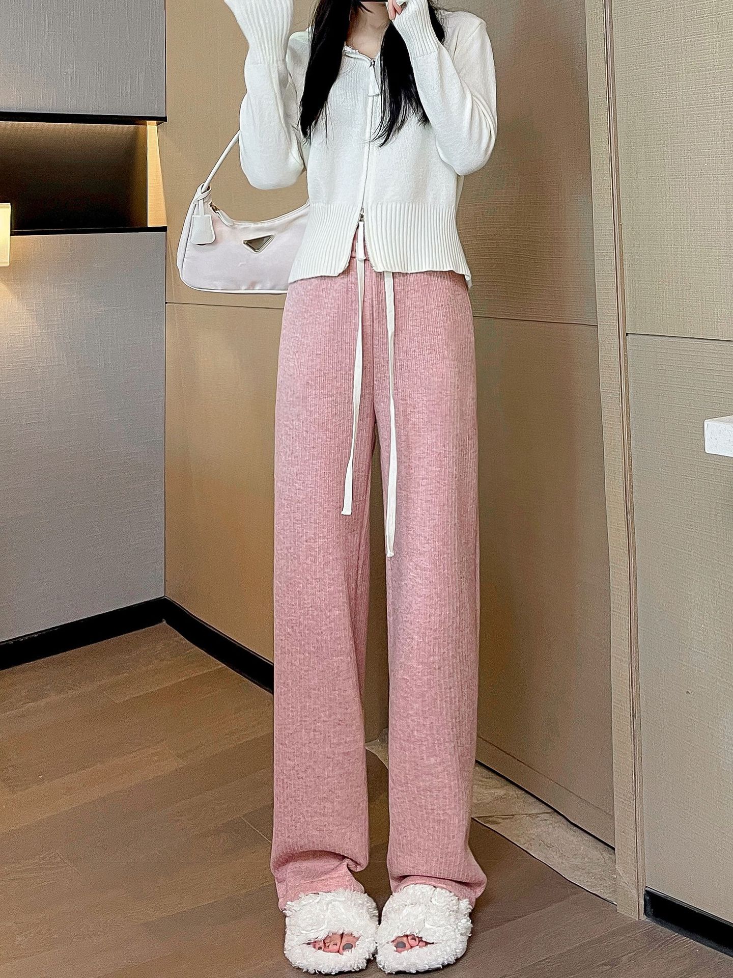 Cashmere Wide-leg Pants Women's High Waist Loose