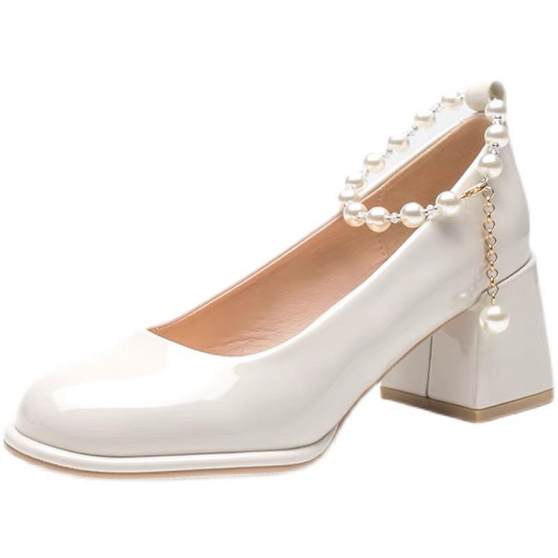 Women's Shallow Mouth High Heel Square Toe Spring New Mary Jane Shoes
