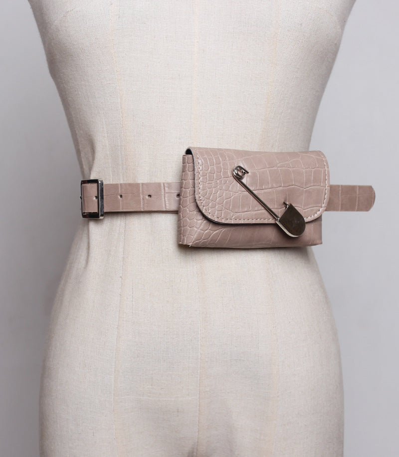 New Net Red Small Bag Female Black Big Pin Folding Mini Waist Bag