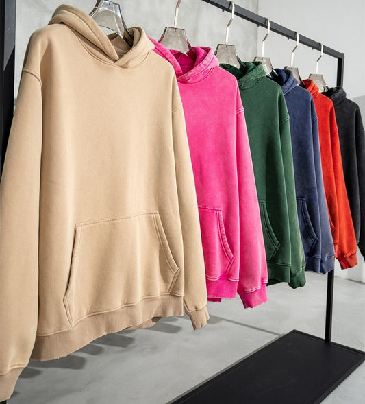 Løs Retro Fleece Hættetrøje til Kvinder