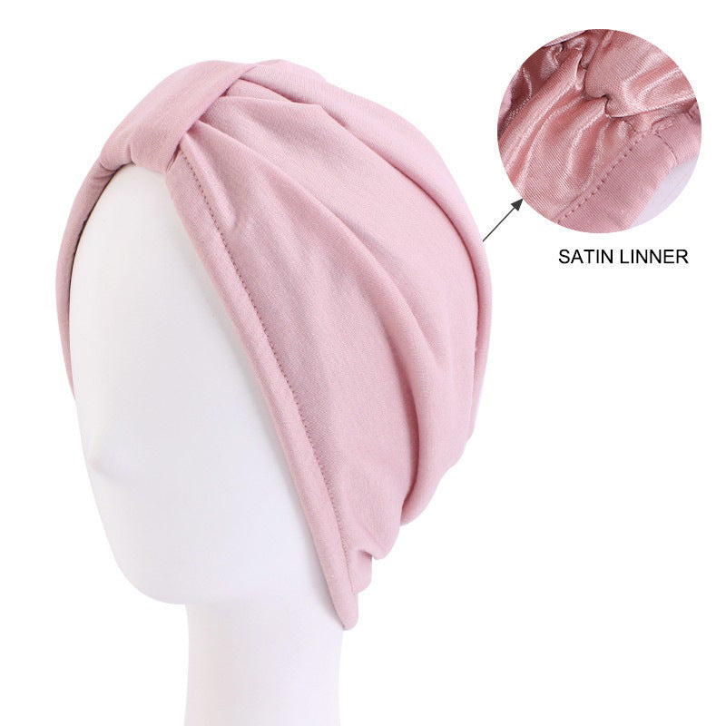 Double-layer Satin Cotton Headscarf Cap Ethnic Turban-style Headwear