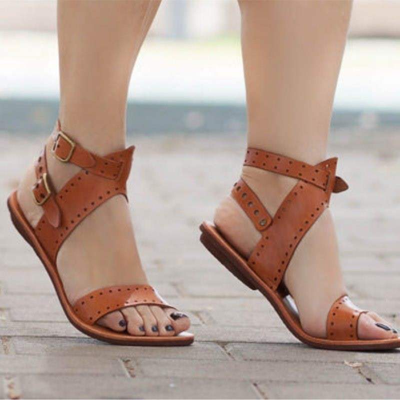 Summer New Toe Low Top Flat Sandals Foot Ring Strap Casual Women's Shoes