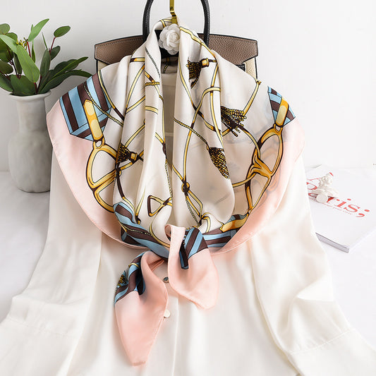 Women's Spring And Autumn Imitation Silk Chain Square Scarf Fashion