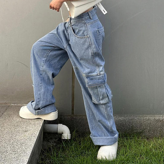 Women's Asymmetric Workwear With Pocket Jeans