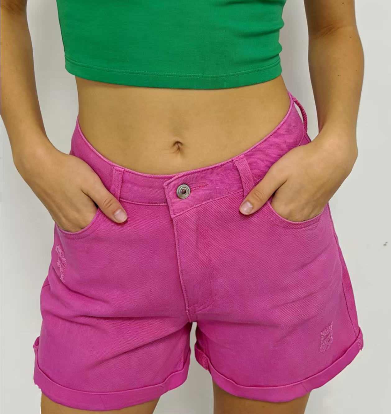 Casual Retro Distressed Womens Denim Shorts