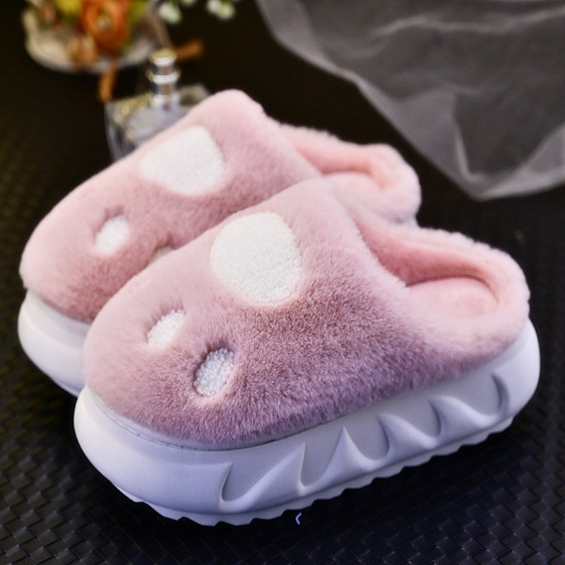 Autumn And Winter Women's Thick Bottom Cotton Slippers Cartoon Cute