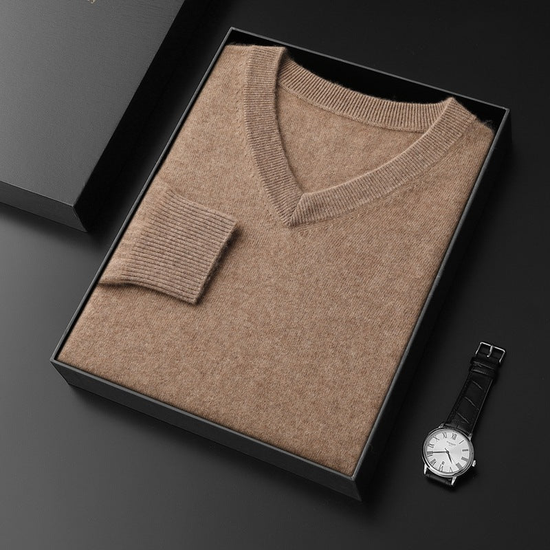 Cashmere Sweater Men's V-neck Loose